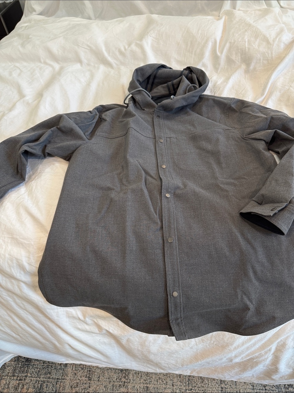 Vince Men's Hooded Snap-Front Jacket - Gray